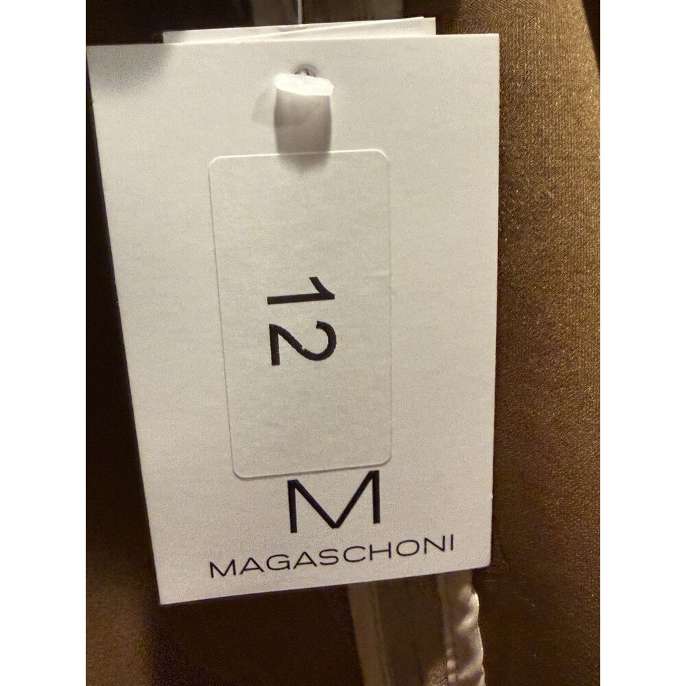 Magaschoni Open Front Faux Suede Leather Coat Jacket Stone Beige Size 12 - Picture 7 of 10